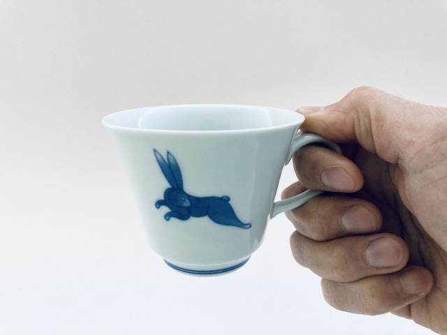 青峰　焼〆波うさぎ うさぎ珈琲碗皿青花匠(現定商品)