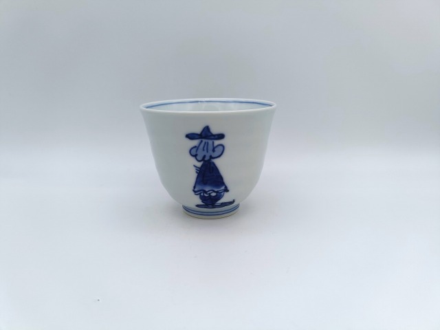 後姿異人　線段湯呑　しん窯青花　限定商品