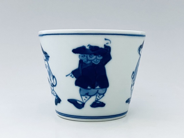 2388  九谷焼　染付　青花　猪口　5客　時代物 2388 九谷焼 染付 青花 猪口 5客 時代物