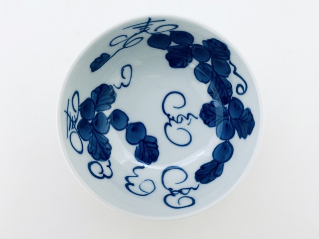 ぶどう絵4寸ボール しん窯青花