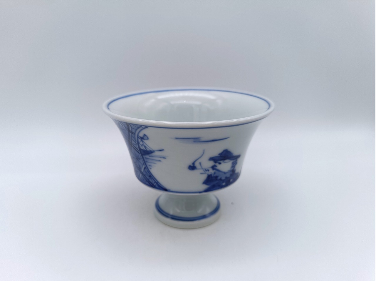 間取地紋オランダ図　反高台小付　しん窯青花　限定商品