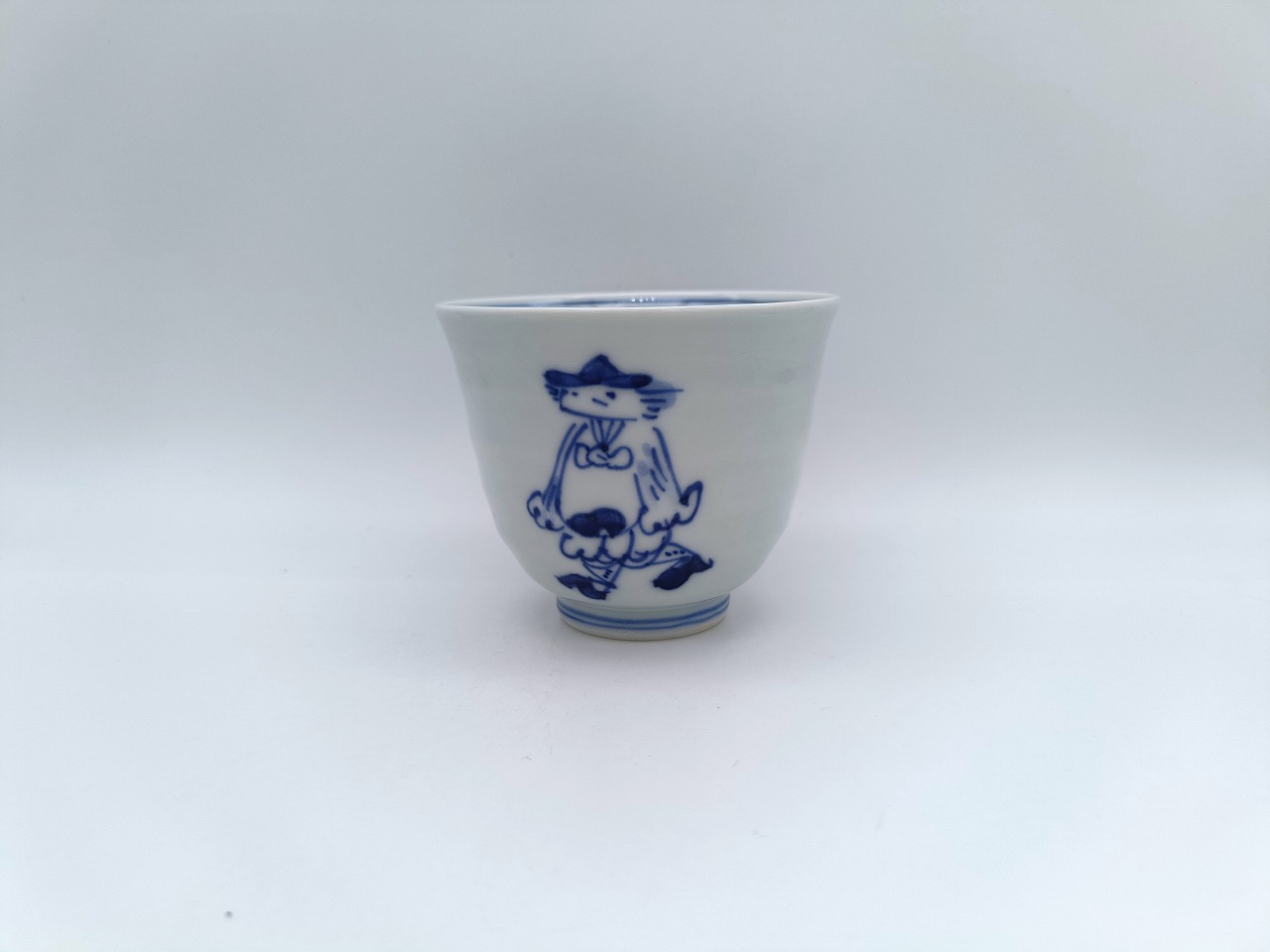 マント異人　線段湯呑　しん窯青花　限定商品
