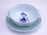 マント異人耳付スープ碗皿 しん窯 青花