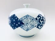 麻の葉づくし丸壺 青花匠限定商品