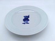 カール紅毛人　プチケーキ皿（線彫）　しん窯青花　限定商品