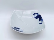 紅毛人とステッキ異人　しのぎ入正角小鉢　しん窯青花　限定商品