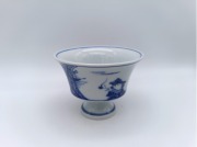 間取地紋オランダ図　反高台小付　しん窯青花　限定商品