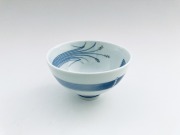 （緑）稲穂3.5寸丸飯碗 しん窯青花匠