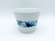 波と帆船段付そば猪口