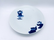 さすらい異人反りケーキ皿しん窯青花　限定商品