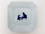 ハーモニー ピアノストライプ隅切り皿 しん窯 青花