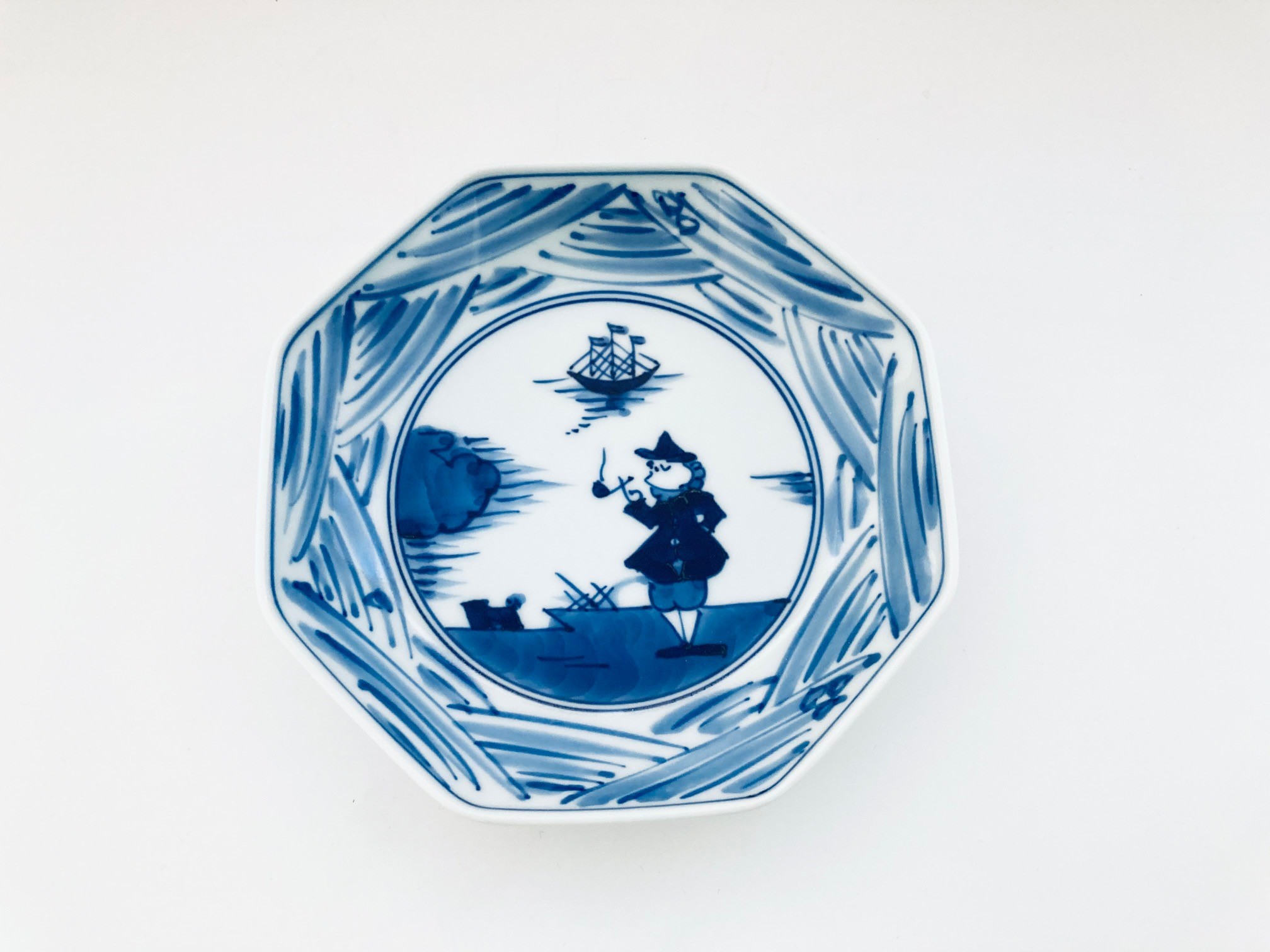 mo長崎紋正八角５寸皿　しん窯青花