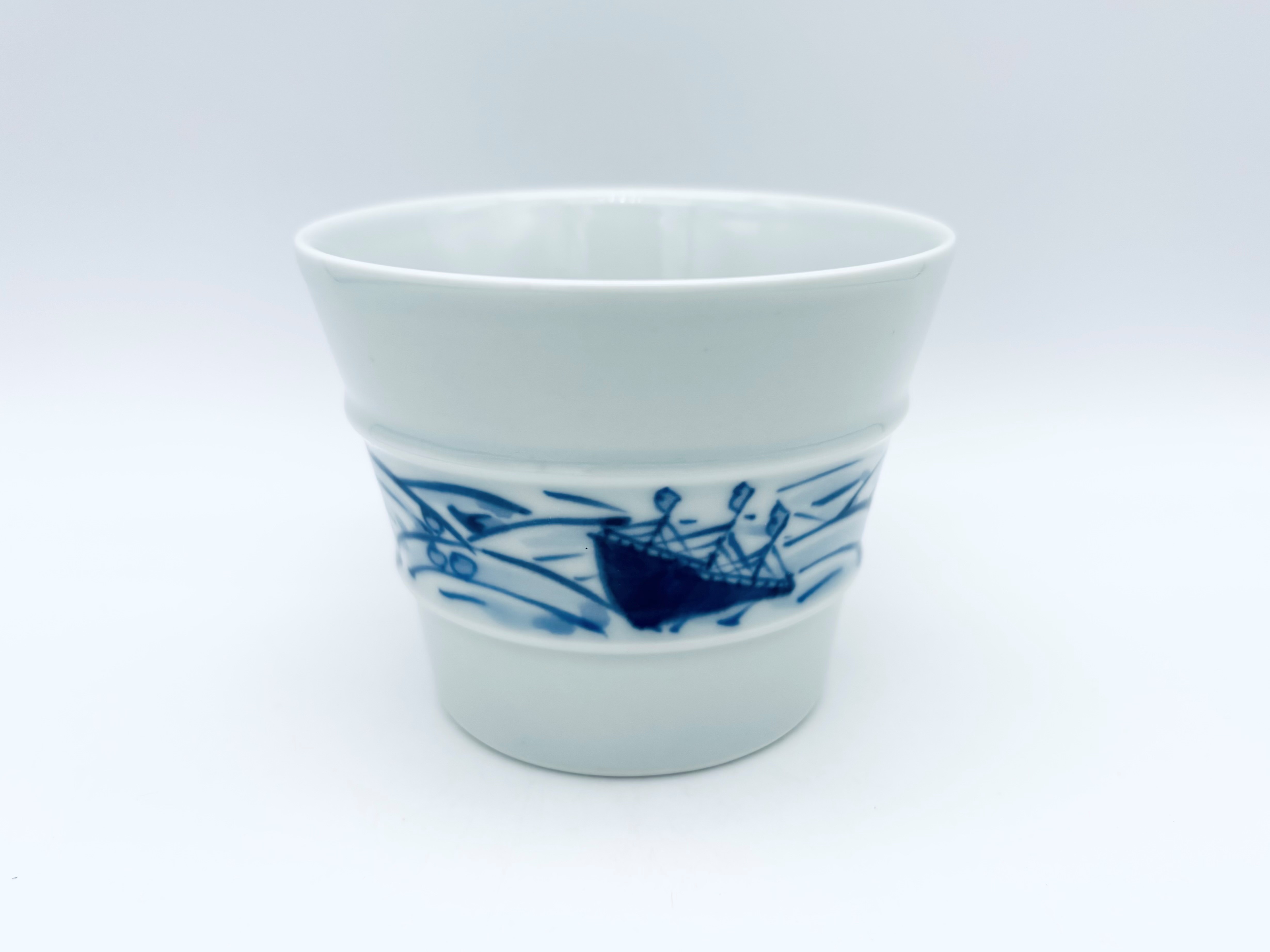 波と帆船段付そば猪口