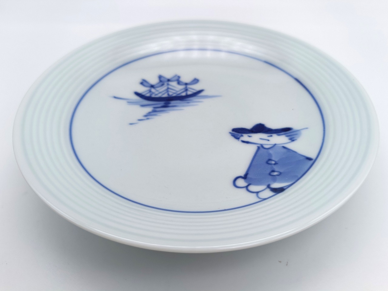 濃マント異人　反5寸皿（線彫）　しん窯青花　限定商品