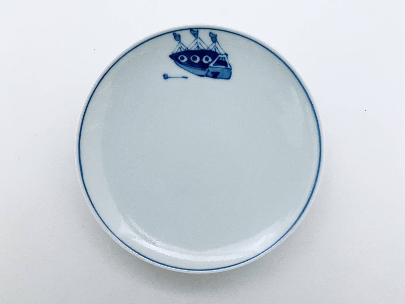 マント異人丸銘々皿 しん窯 青花