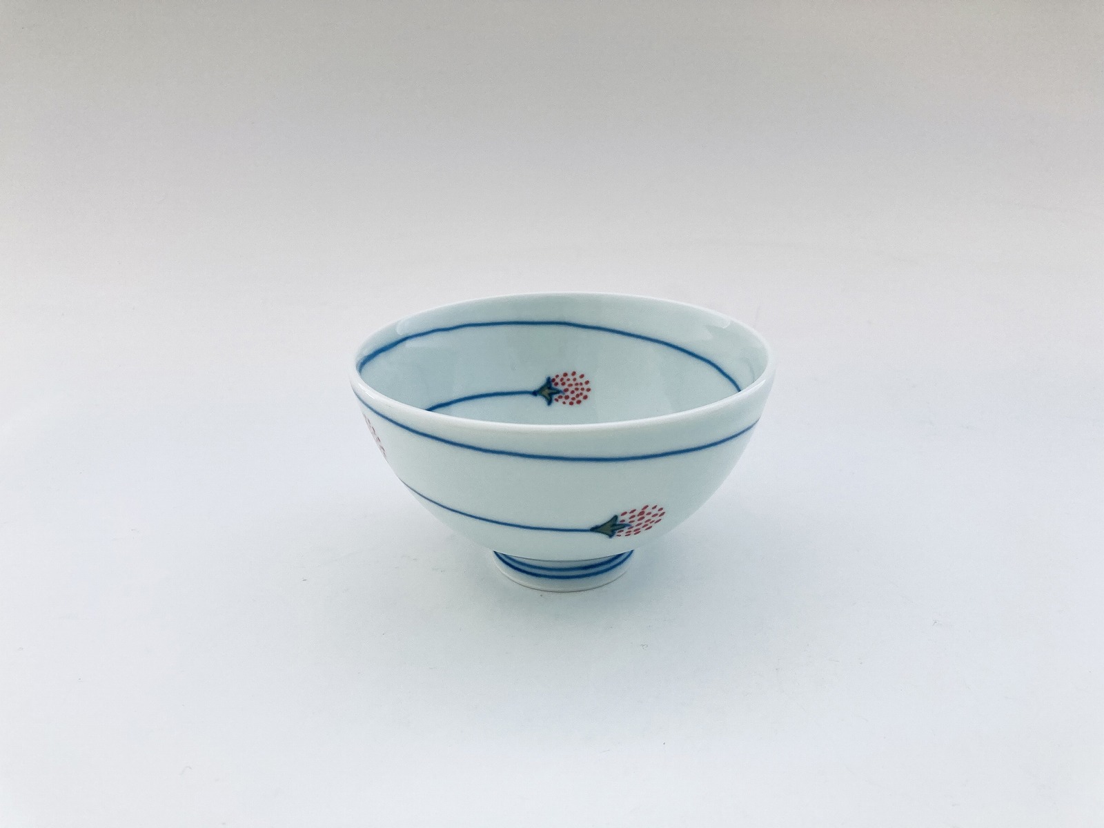 (赤)つるいちご3.5寸丸飯碗 しん窯青花匠