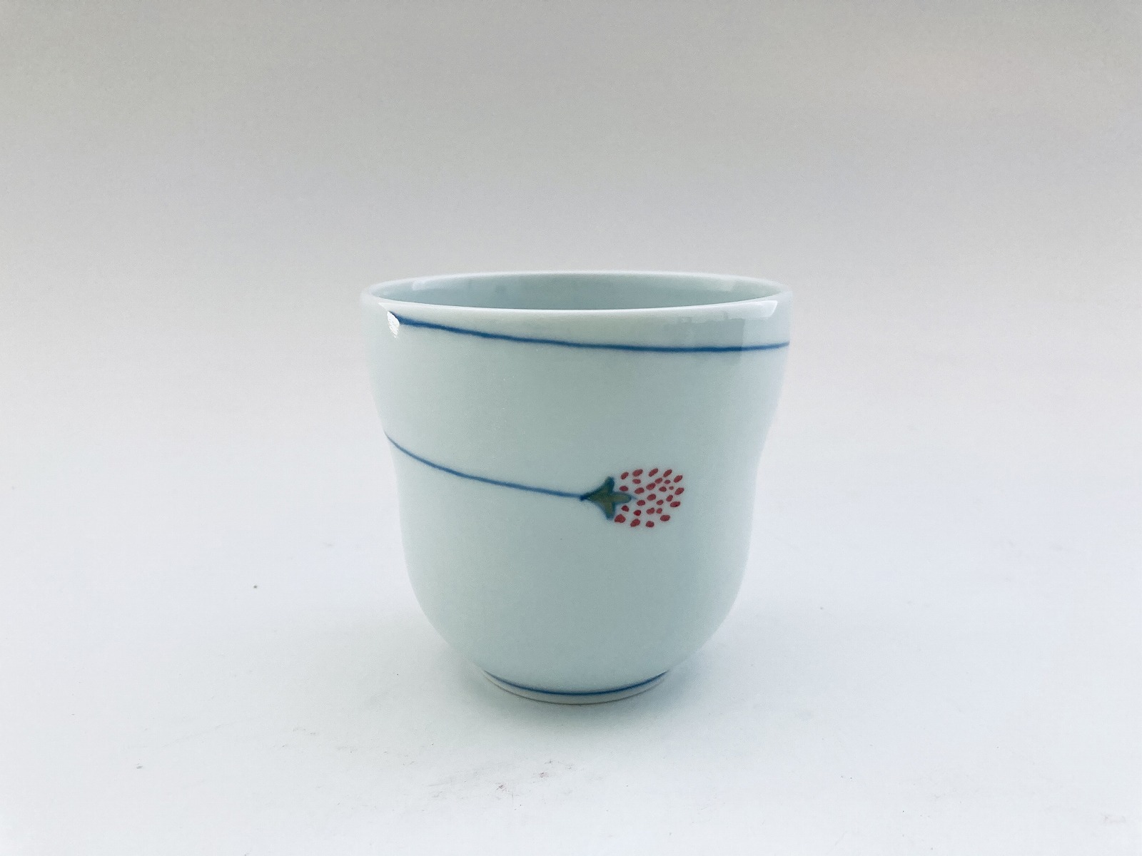 (赤)つるいちご瓢型湯呑 しん窯青花匠