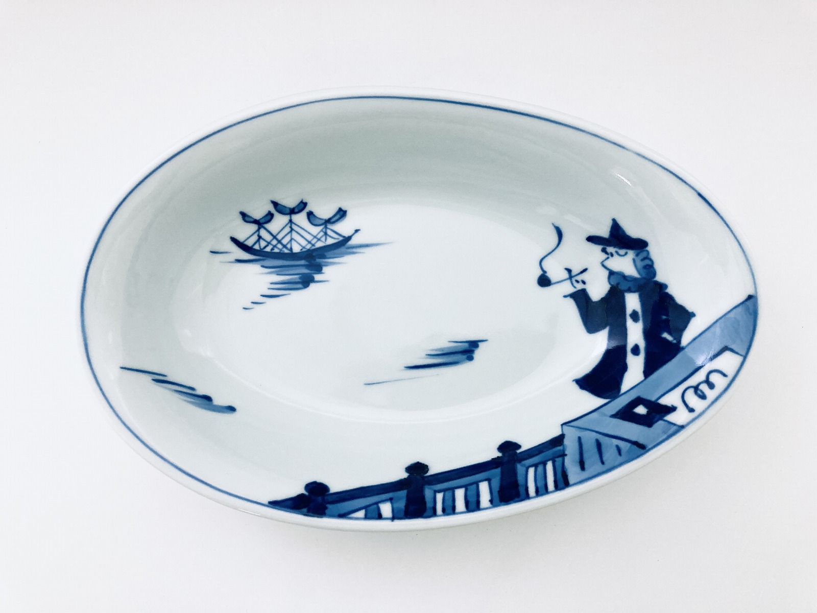 mo便り異人 たまご型カレー皿 しん窯 青花