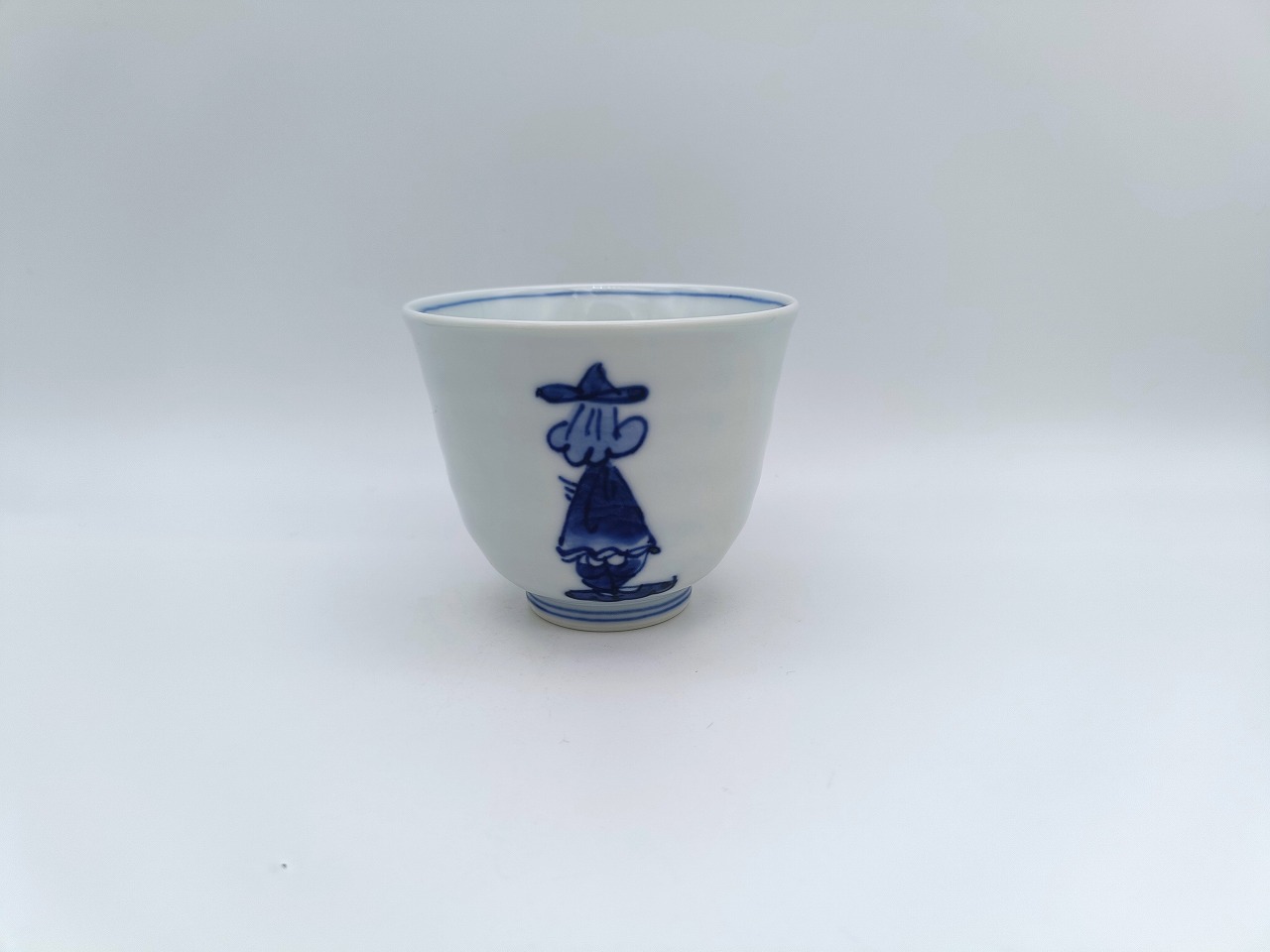 後姿異人　線段湯呑　しん窯青花　限定商品