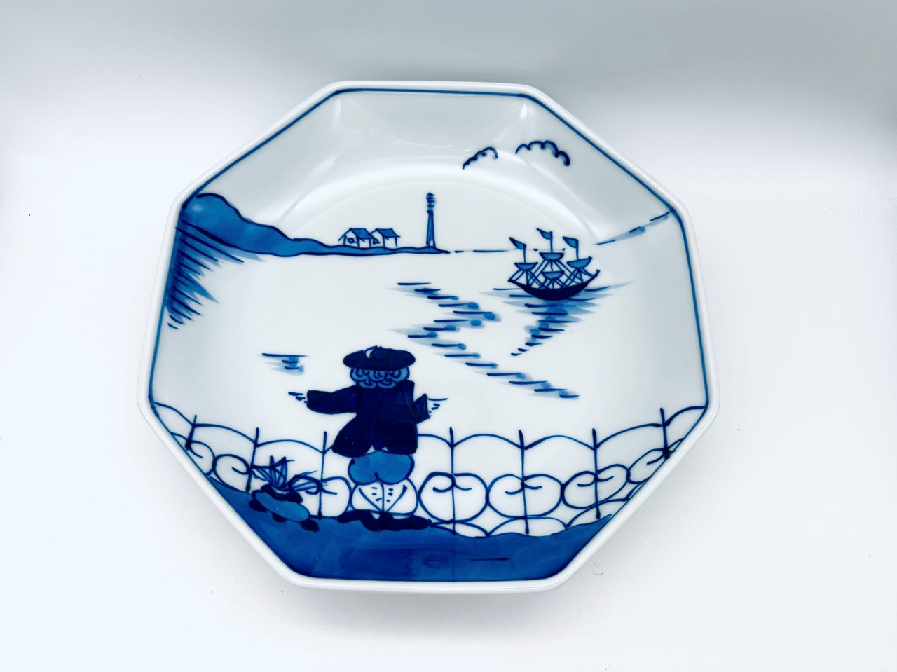 後姿(カール紅毛人)正八角６寸皿