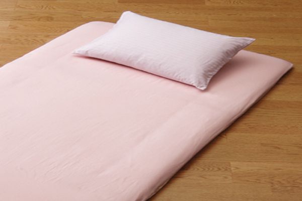 おしゃれで丈夫なツイル織の洗える敷布団用フラットシーツシングルサイズのピンク画像