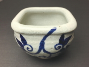 五山焼（いつつやまやき）　「納豆鉢　（小鉢）」　～信州の陶芸家　朝比奈克文氏　陶芸作品/わらび紋/青