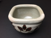五山焼（いつつやまやき）　「納豆鉢　（小鉢）」　～信州の陶芸家　朝比奈克文氏　陶芸作品/わらび紋/鉄（赤）