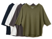 TAKEFU　竹布　ドルマン七分袖Ｔシャツ　Lady's 　～癒しと生命力をもたらす天然素材～