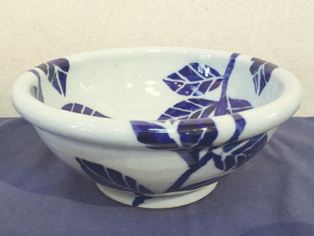 五山焼（いつつやまやき）　「草紋鉢　中鉢」　〜信州の陶芸家　朝比奈克文氏　陶芸作品