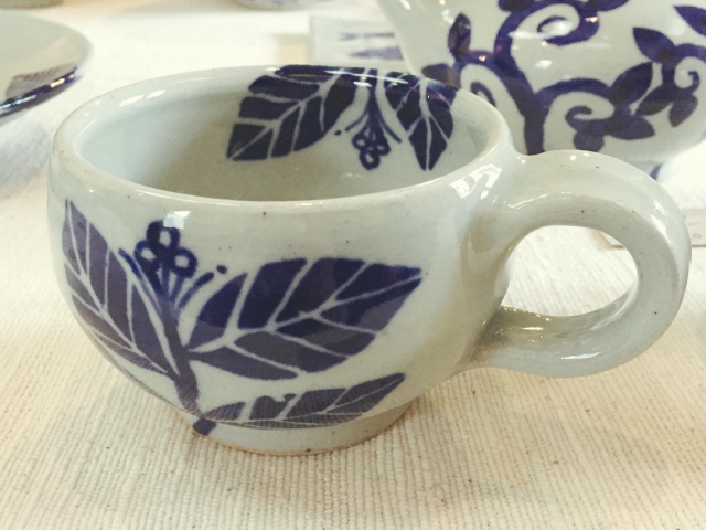 五山焼（いつつやまやき）　「スープマグ　（アジサイ）」　〜信州の陶芸家　朝比奈克文氏　陶芸作品