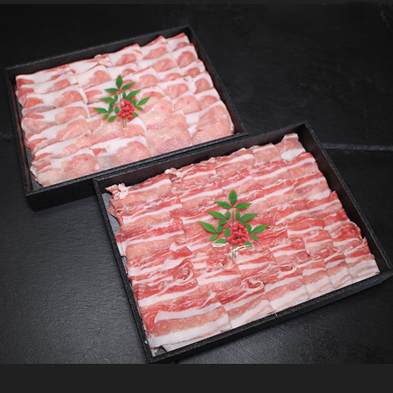 鹿児島県産黒豚しゃぶしゃぶロースバラセット　約1kg（ロース約500ｇ・バラ約500ｇ）