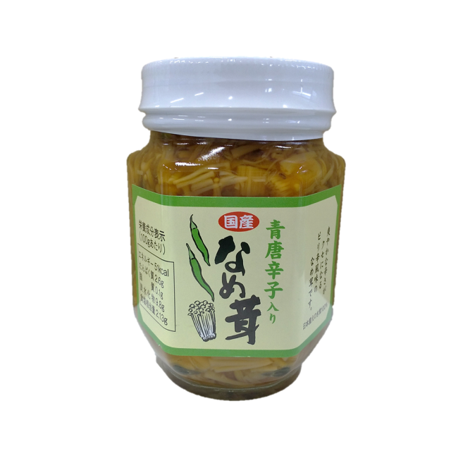 信州 須坂 北信濃えのき使用 愛情いっぱい 手作り国産青唐辛子なめ茸２００ｇ瓶