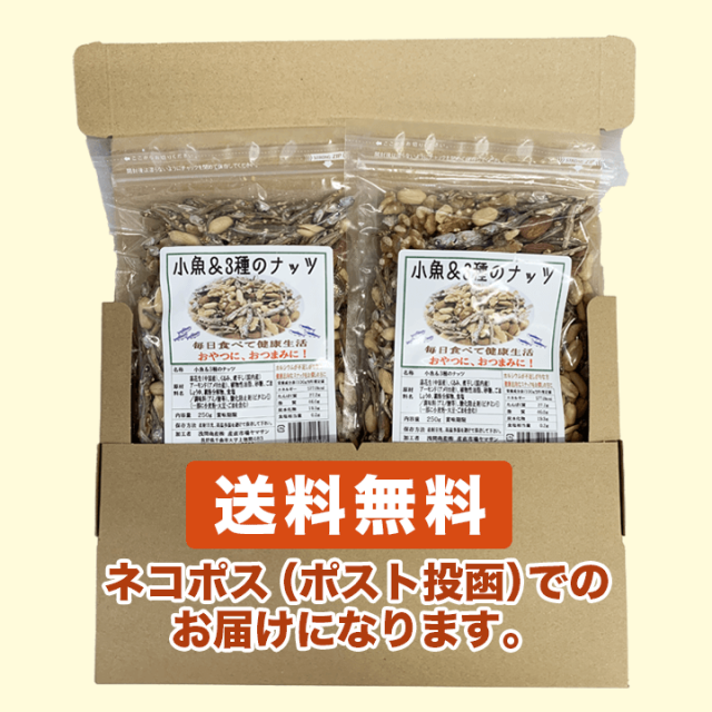 ☆☆☆COCOナッツ☆☆☆ 送料無料】小魚＆3種のナッツ 500g（250g×2袋） ごま小魚 味付