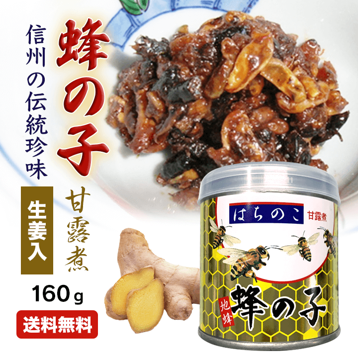 【信州の珍味/昆虫食】蜂の子甘露煮生姜入　160g缶詰