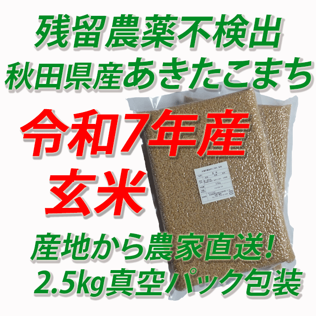 【令和７年産】残留農薬不検出　秋田県産あきたこまち　玄米５ｋｇ