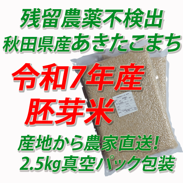 【令和７年産】残留農薬不検出　秋田県産あきたこまち　胚芽米５ｋｇ