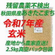 【令和７年産】残留農薬不検出　秋田県産あきたこまち　玄米５ｋｇ