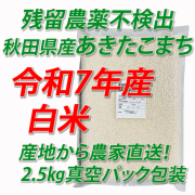 【令和７年産】残留農薬不検出　秋田県産あきたこまち　白米５ｋｇ