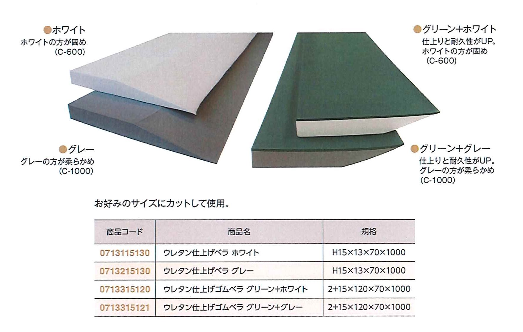 ウレタン仕上げベラ白　１５Ｘ１３０Ｘ７０　（５本）