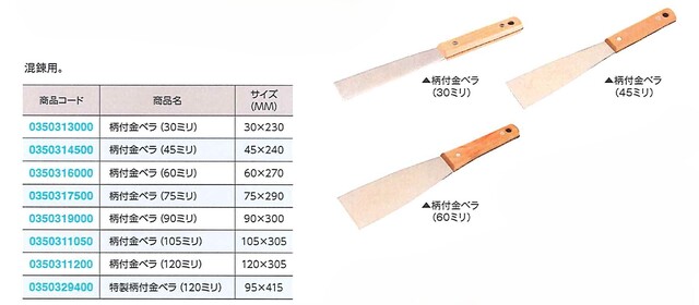 特製柄付金ベラ　９５Ｘ４１５ＭＭ　　　　　９４ＭＭＸ４１５ＭＭ　　（１０本）