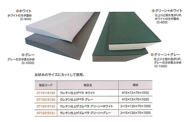 ウレタン仕上げベラ白　１５Ｘ１３０Ｘ７０　（５本）