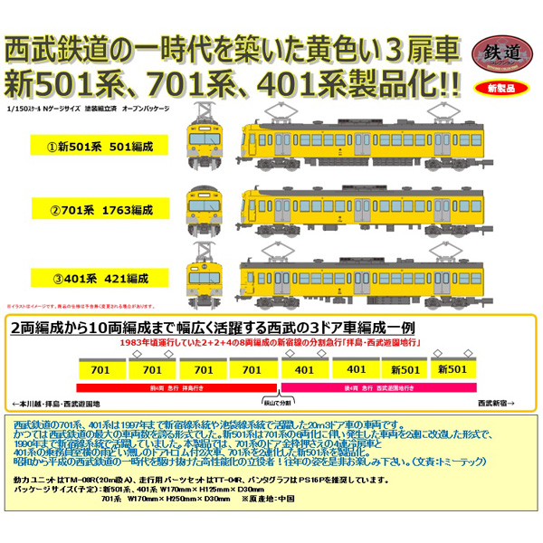 TOMYTEC 鉄コレ 西武鉄道701系4両/401系2両/新501系2両 各セット