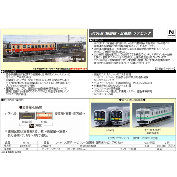 H100形（室蘭線・日高線ラッピング車）2両セット