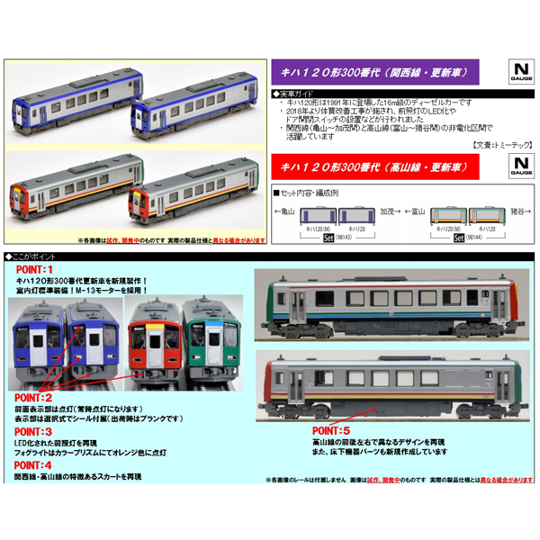 キハ120形300番代（関西線/高山線・更新車）各2両セット