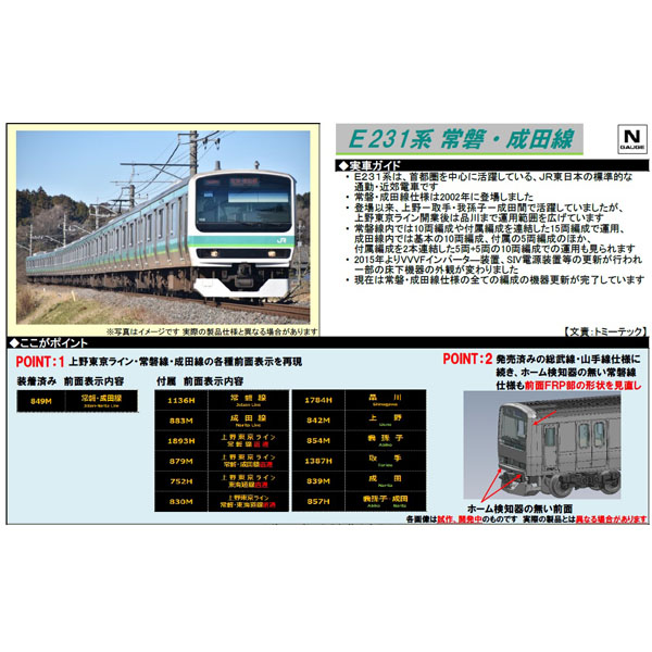 Nゲージ JR E231-0系 通勤電車 常磐・成田線・更新車 増結セット 5 