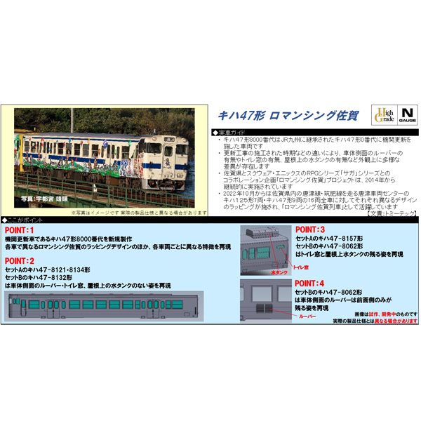 キハ47形8000番代（ロマンシング佐賀ラッピング）3両セットA/2両セットB