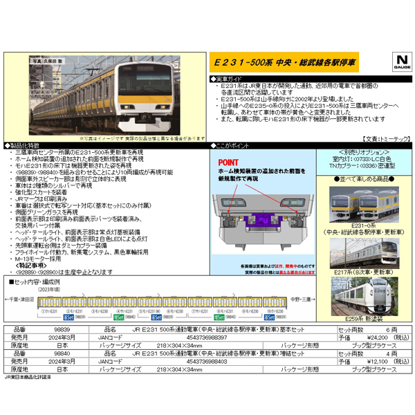 E231系500番代（中央・総武線各駅停車・更新車）