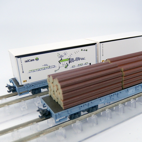レーティッシュ鉄道 長物車 R-w(丸太積載/コンテナ積載)
