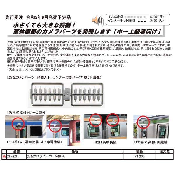 ホビーセンターカトー(KATO) 28-228 安全確認カメラパーツ 24個入 【メール便可】