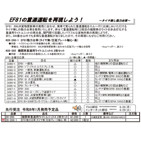 EF81動力台車（タイヤ無/圧延プレート輪心・黒）